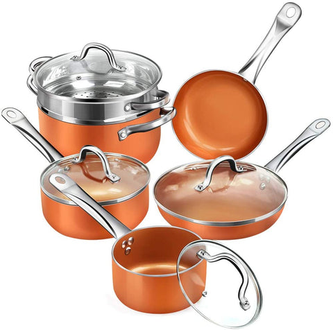 Shineuri 3 Pieces Removable Handle Cookware, Stackable Pots and Pans Set, Nonstick Pot and Pan Set,Nonstick Frying Pans for Home & Camping