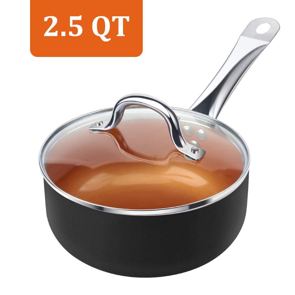 2.5 Quart Nonstick Ceramic Copper Saucepan