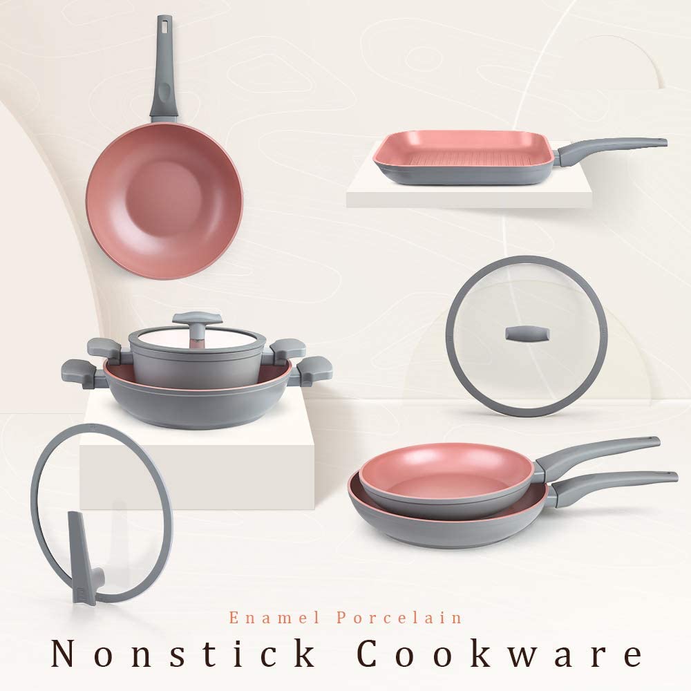  SHINEURI 6 Pieces Nonstick Cookware with Lid, Nonstick Pots and  Pan with Lid, Ceramic Nonstick Pans and Pots with Lid, Ceramic Pan and Pots  with Lid, Ceramic Skillet with Lids, Pans
