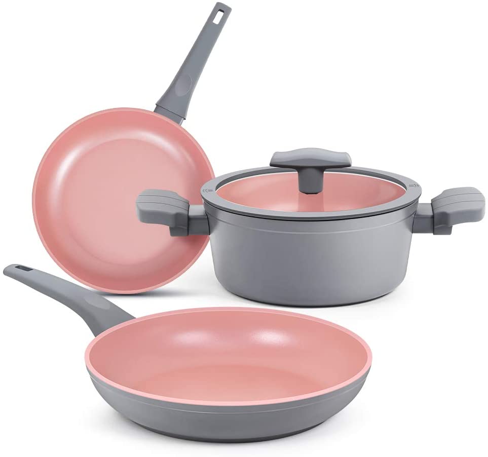 SHINEURI 3 Pieces Removable Handle Cookware, Stackable
