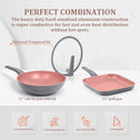 SHINEURI 3 Pieces Nonstick Cookware Set, 11 inch Wok and Stir Fry Pan with Lid & 11 inch Grill Pan compatible with Induction Stovetop- Dishwasher & Oven Safe